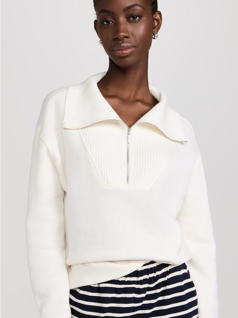 Z Supply Cream Half-Zip Collar Sweater